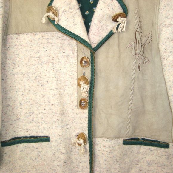 Kitz-Pichler BOHO Wool Leather Suede  Embroidered Braided Trim Jacket Size 14 - Picture 9 of 15